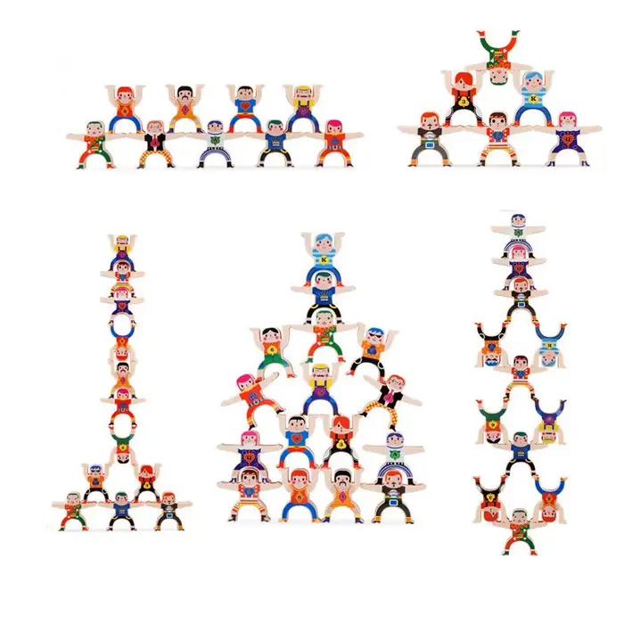 Jouets Montessori à monter soi-même, blocs de construction de poupée d'équilibre, planche à empiler, blocs hauts, jeux éducatifs précoces pour enfants