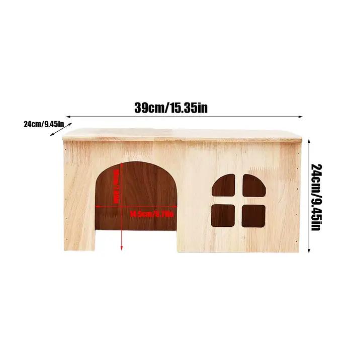 Maison pour lapin Habitat en bois d'intérieur avec fenêtre et porte Ventilé Cabane pour petits animaux pour hamster gerbille chinchilla hérisson furet