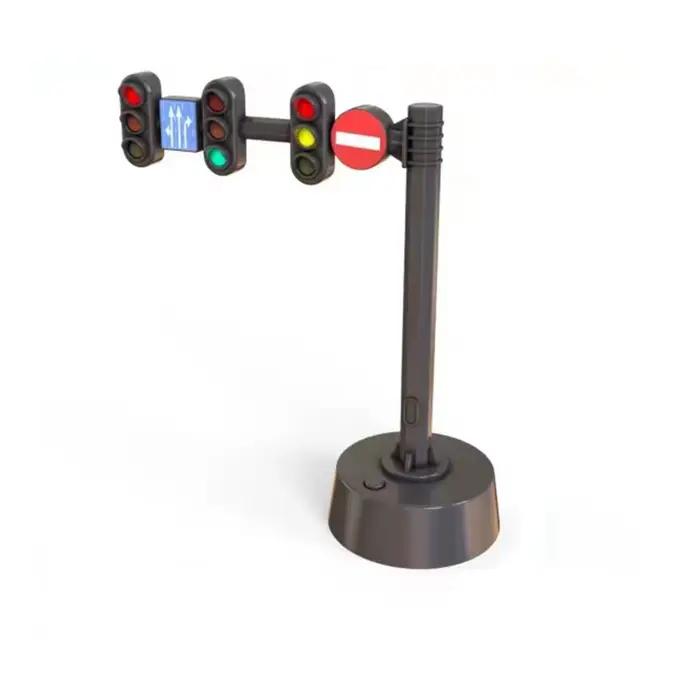 Sécurité éducation feu de circulation jouet lampe bloc brique ville rue vue accessoires panneau barrière limite de vites