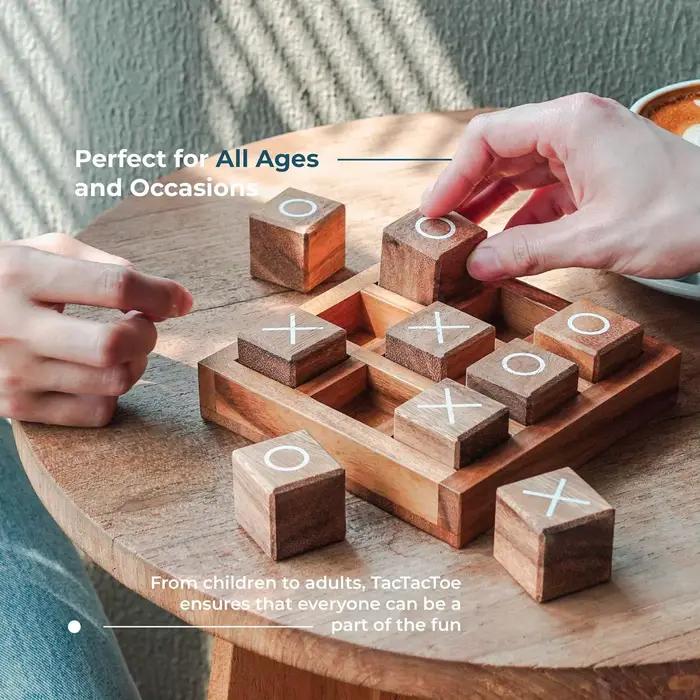 Ensemble de jeu tic tactoe en bois classique
