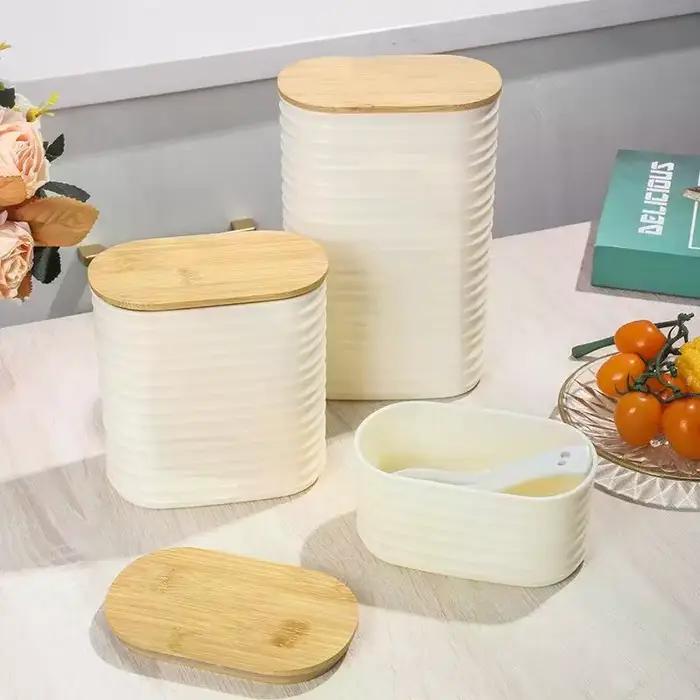 Pots de conservation alimentaire en bois avec couvercle hermétique pour rangement efficace et décoration de cuisine occasions spéciales cadeau original