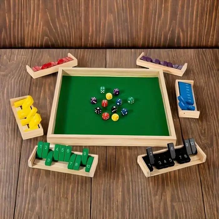 Jeu de dés en bois pour 2 à 6 joueurs avec plateau portable