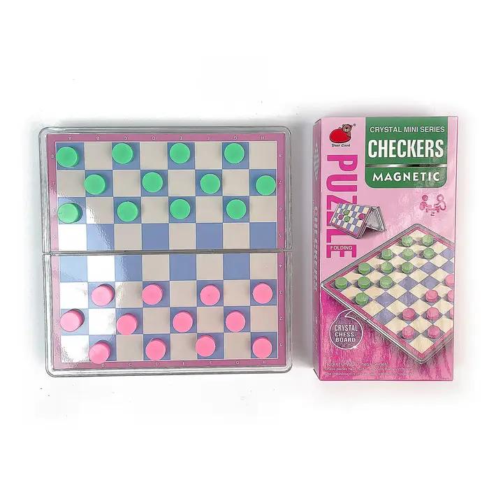 Jeu de dames magnétique pliable en cristal