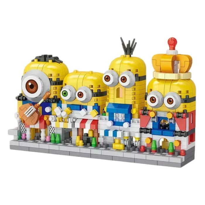 Blocs de construction Minions 4 pièces dessin animé mignon jouet éducatif interactif décoration de bureau pour enfant occasions spéciales anniversaire fête de fin d'année