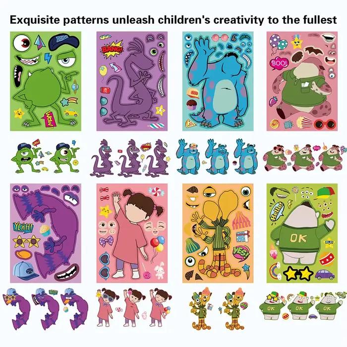 8/16 feuilles Disney monstres université enfants Puzzle autocollants faire un visage drôle assembler