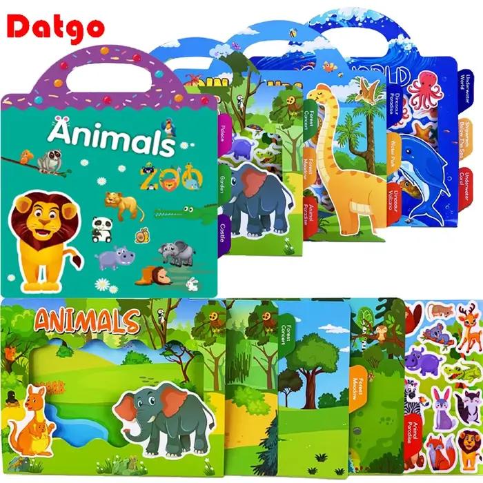 Nouveaux enfants scène réutilisable autocollants mignons bricolage Puzzle autocollant jeux livres dessin animé Animal