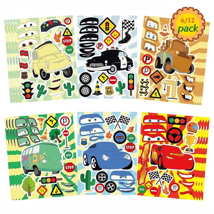 6/12 feuilles d'autocollants puzzle Disney Cars