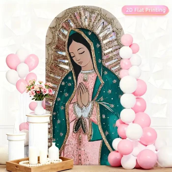 VIKAMA Portrait de Notre-Dame de Guadalupe avec un arrière-plan en arche élégant - Parfait pour les mariages et la décoration des fêtes - Décoration murale