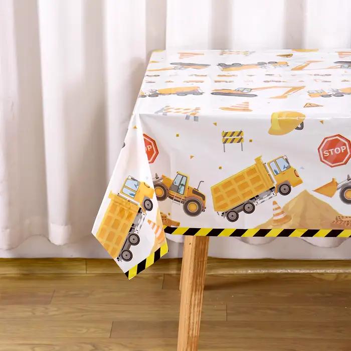 Nappe jetable en plastique à motif de camion excavateur