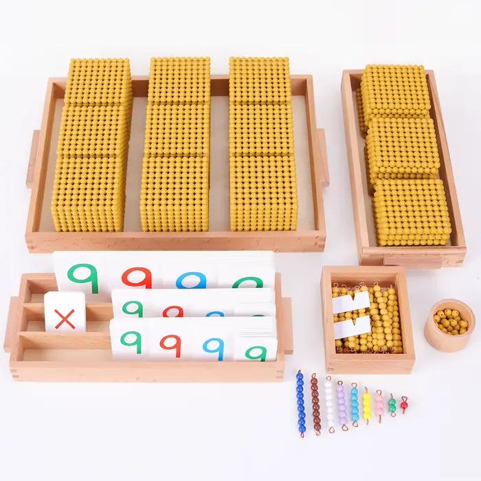 Jeu bancaire de perles dorées Montessori