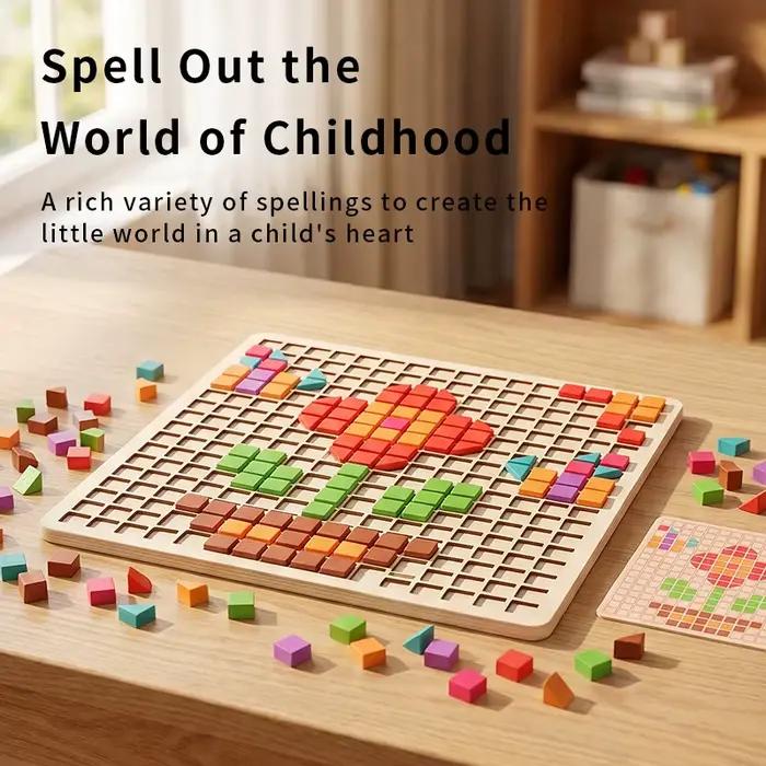 Puzzle en mosaïque de blocs de particules 3D