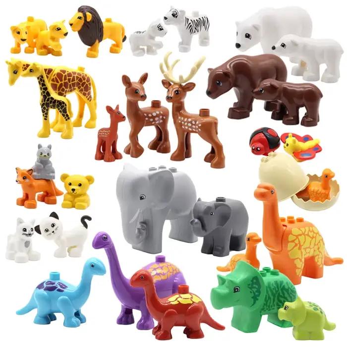 Ensemble de blocs de construction d'animaux de Zoo, blocs de construction de grande taille, accessoires à assembler, oiseaux mignons, bêtes, éléphant, tigre, briques, jouets éducatifs pour enfants