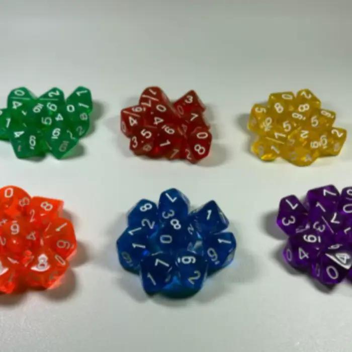 7 pièces/ensemble de dés numérotés à 10 faces de 1 à 10