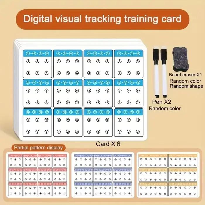 Cartes de liaison d'entraînement de stylo effaçable réutilisables de taille A4 de 12 pages, exercice d'attention de mise au point de suivi visuel pour les enfants pour améliorer la mémoire