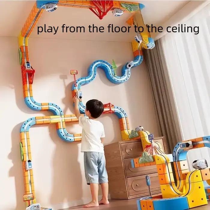 Jouet de train magnétique pour enfants, blocs de construction éducatifs DIY, circuit magique, labyrinthe de gravité, cadeau de Noël et d'anniversaire