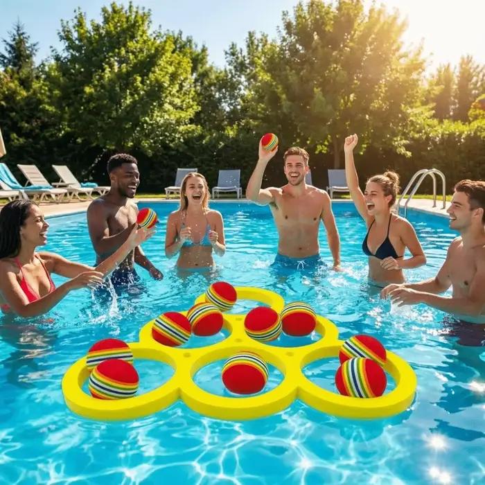 Jeu de lancer d'anneaux aquatiques en mousse EVA avec design de notation