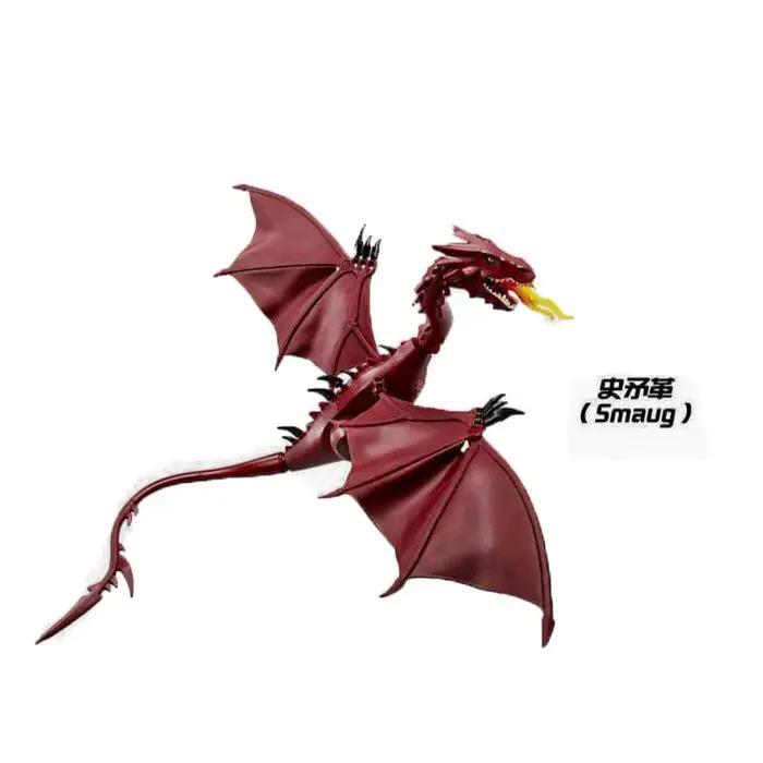Série médiévale magique Dragon volant rouge Smaug flamme