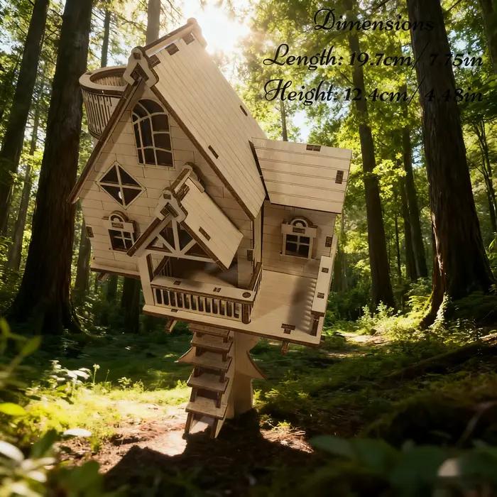 Kit de modèle de maison en bois en forme d'arbre