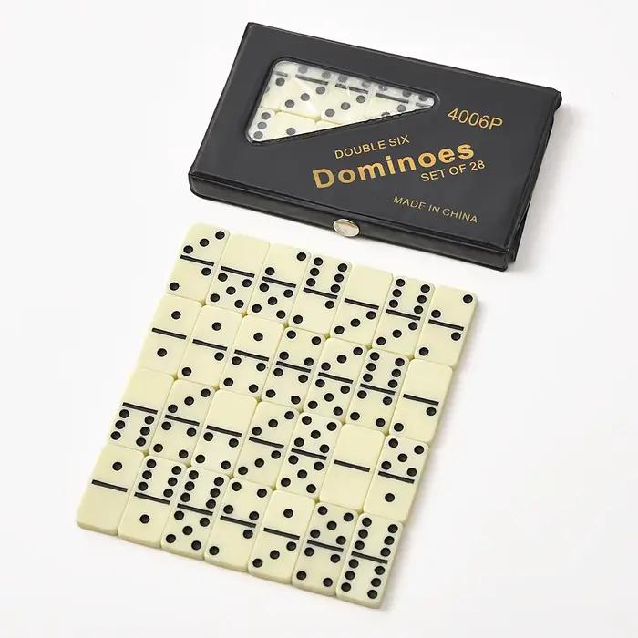 Jeu de dominos de 28 pièces avec boîte de rangement à couvercle rabattable