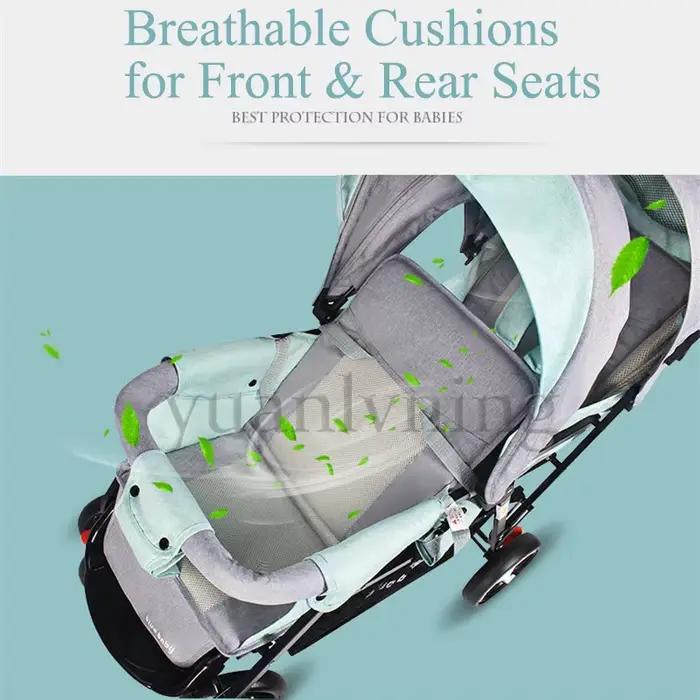 Poussette double légère et pliable pour bébés avec sièges avant et arrière réglables et protection solaire pour 2 enfants occassions spéciales famille croissance sorties ville camping