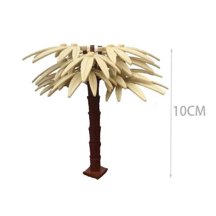 MOC – palmier assemblé créatif, plante tropicale, scène de plage, ornement, bananier, blocs de construction, raccords, pièces, jouets lego