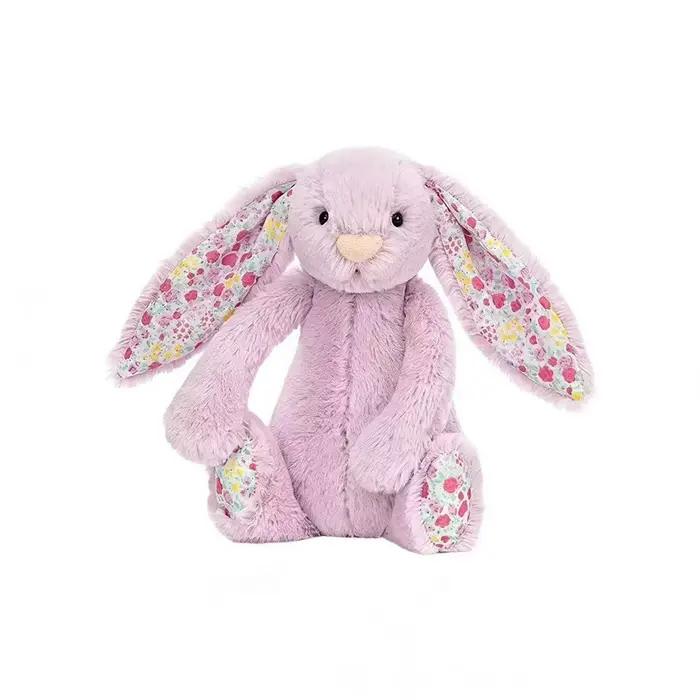 Peluche Lapin JC Bonnie avec Oreilles Florales, Poupée en Peluche Kawaii, Coussin de Canapé Doux, Cadeau d'Anniversaire pour Enfants, Décoration de Chambre