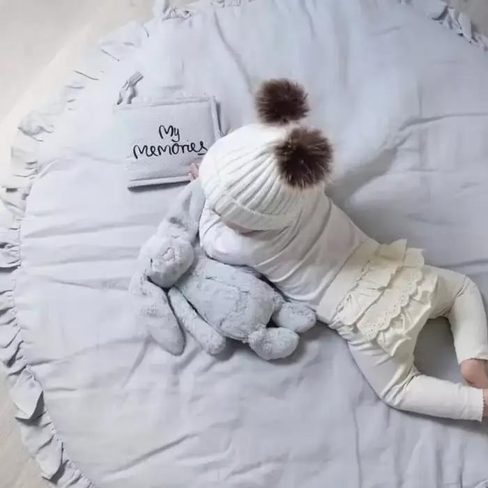 Tapis de jeu rond en coton doux rembourré pour bébé, tapis rampant pour nouveau-né, fille et garçon, tapis de sol pour chambre d'enfant, décoration nordique