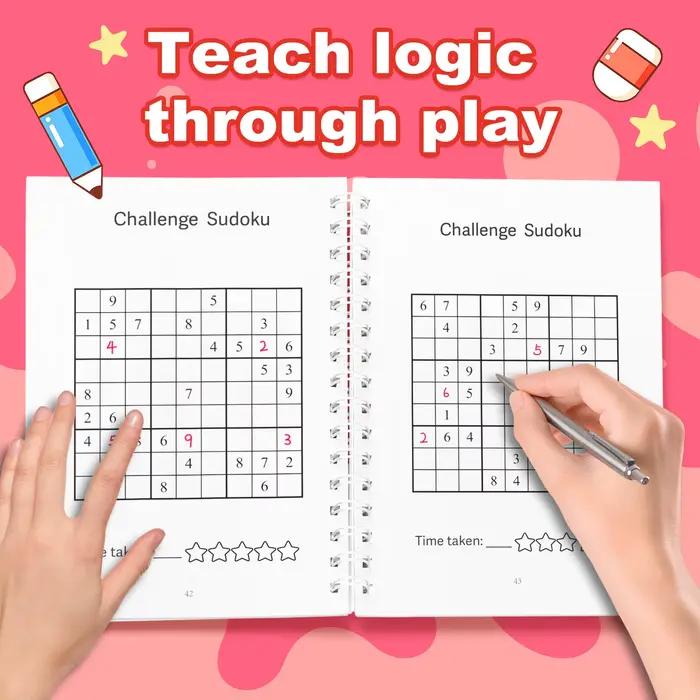 Livre de puzzle Sudoku pour enfants intelligents |   Jeux de logique amusants pour stimuler la concentration, la réflexion et la résolution de problèmes