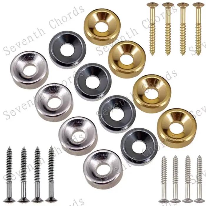 1 lot de 4 pièces de douille de cou, virole de Joint de cou pour guitare basse avec vis de montage, accessoires de guitare chromés en or noir