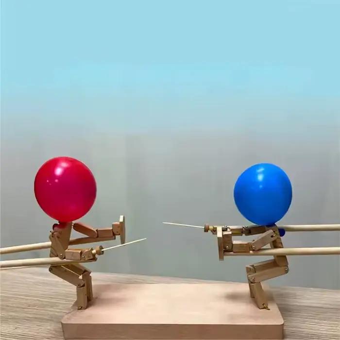 Jeu de combat de ballons en bois fait à la main pour deux joueurs