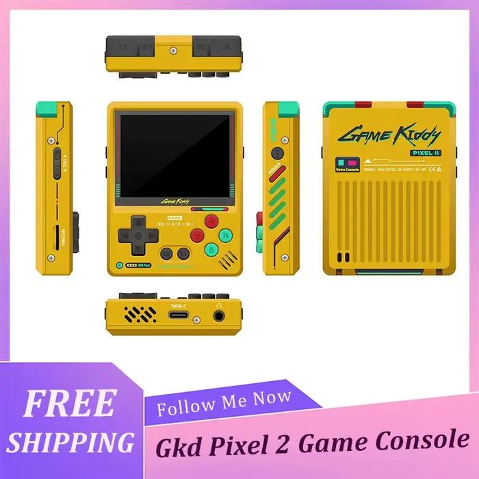 Console de jeu Gkd Pixel 2 en alliage d'aluminium, écran IPS de 2,4 pouces, console de jeu Kiddy Pixel RK3326S disponible en version console de jeu CNC, cadeau