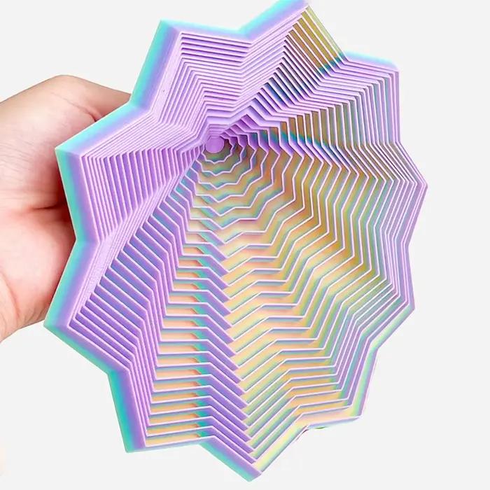Etoile sensorielle élargie avec poignées, jouet tourbillonnant en spirale, anti-stress, imprimé en 3D, hexagone fractal PLA pour adultes et enfants, solution de décompression bureau et maison