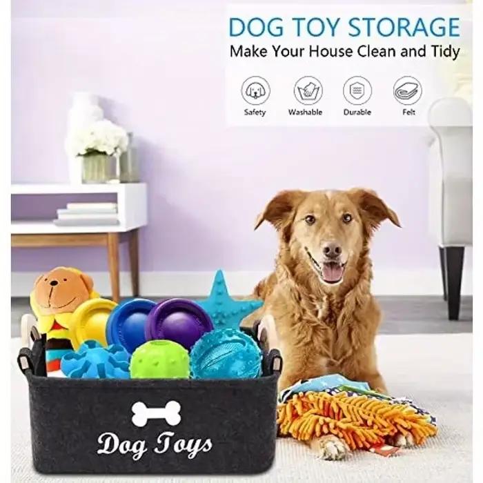 Boîte de rangement en feutre pour jouets pour chiens de compagnie, panier de rangement pour la maison, sac de rangement pour vêtements sales, panier de rangement pour jouets pour chiens de compagnie, 