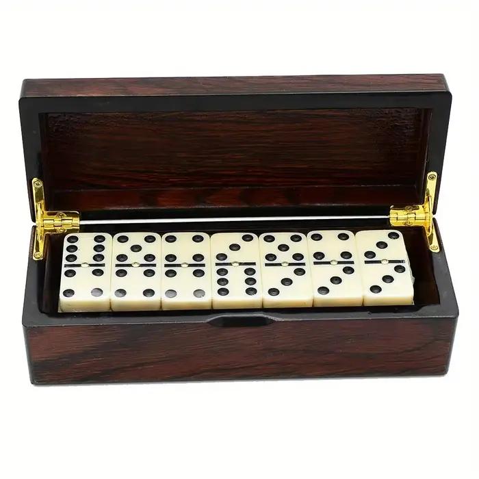 [Ensemble de jeu de dominos en bois] 28 pièces Double Six dominos-boîte