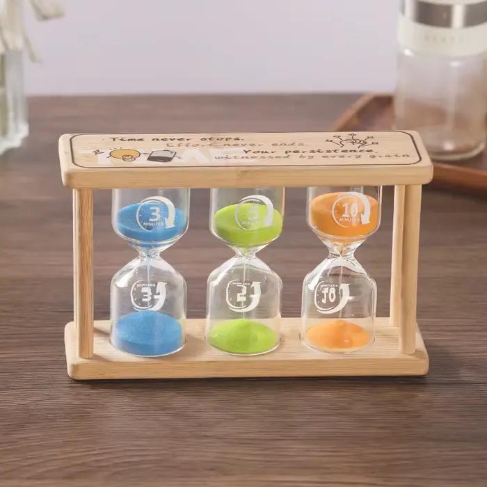 Sablier en bois 3-en-1 de 3/5/10/15/20/30 minutes pour enfants