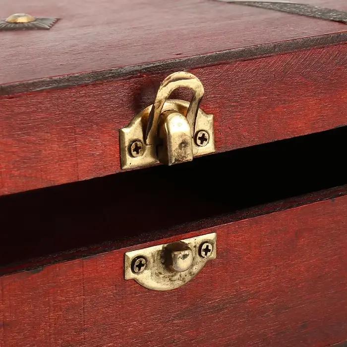 Boîte en bois 23x16x7.5cm, mallette de rangement en bois naturel, rangement à domicile, boîte à souvenirs en bois rétro pour loisirs artistiques, cadeau, bagues à bijoux