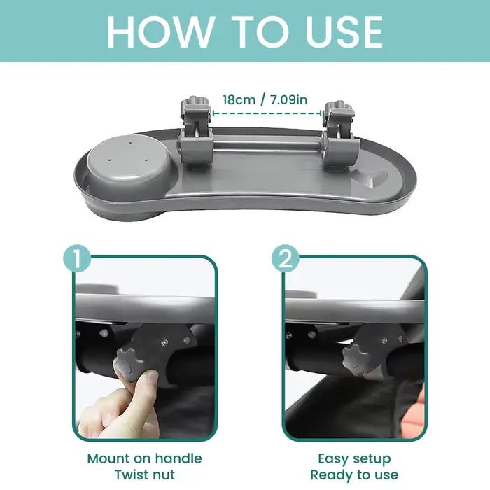 1 plateau universel pour collations de bébé pour poussette avec porte-gobelet