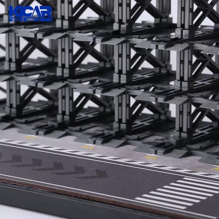 KicarMod 1/64 modèle de construction de stationnement 3D voiture 24 places assemblé parc de voiture à plusieurs étages Structure multicouche avec voiture d'affichage