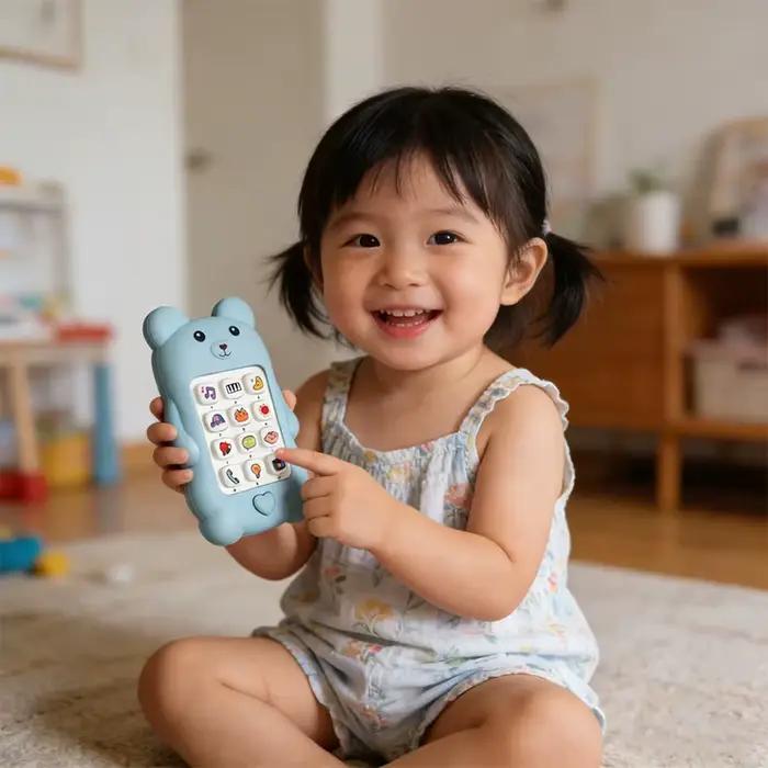 Jouet téléphone musical pour bébé en forme d'ours mignon