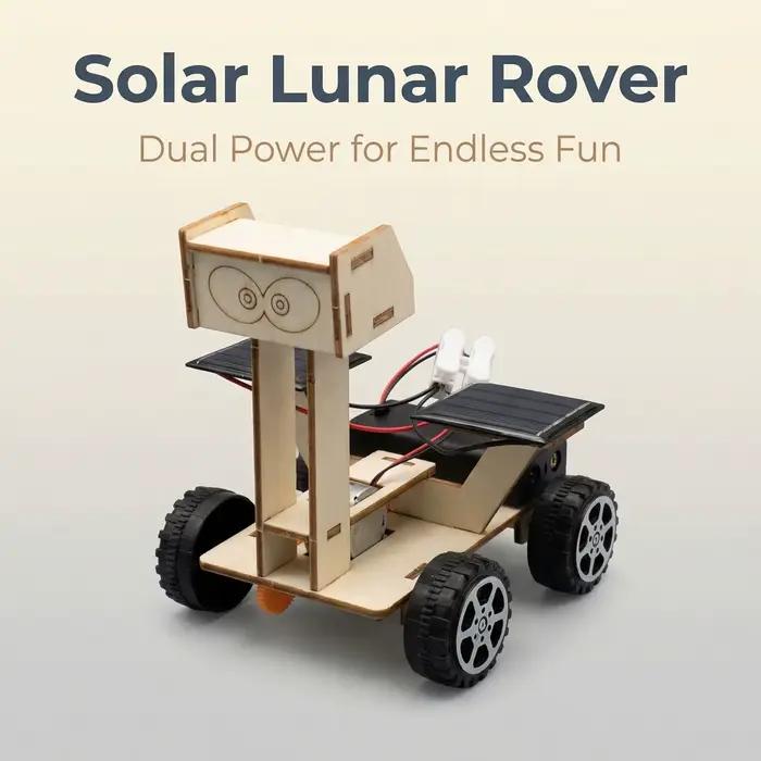 Kit de modèle de puzzle 3D en bois de buggy lunaire à énergie solaire