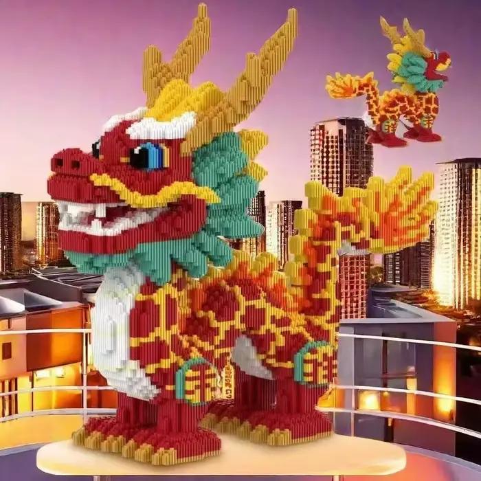 Ensemble de blocs de construction Dragon Auspicieux de 11267 pièces - Puzzle 3D éducatif, adapté à l'apprentissage pratique, cadeau de vacances idéal