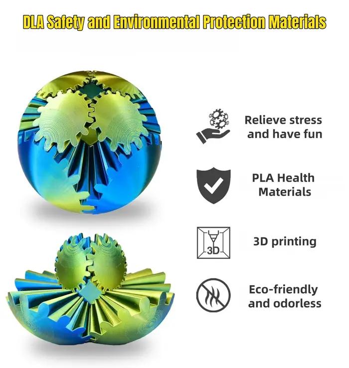 Puzzle 3D imprimé, matériau PLA respectueux de l'environnement, boule rotative de décompression, peut tourner librement, cadeau d'anniversaire