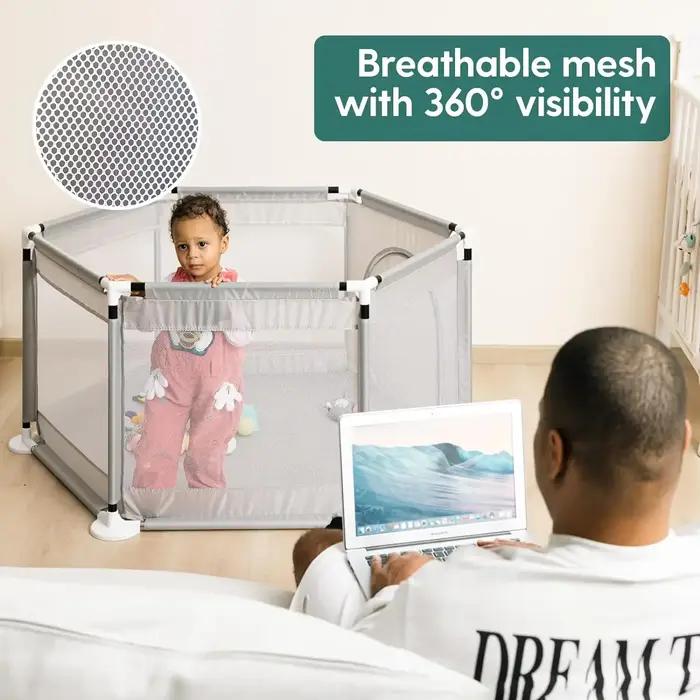 Parc de jeu pliable et portable en maille respirante pour bébés et tout-petits