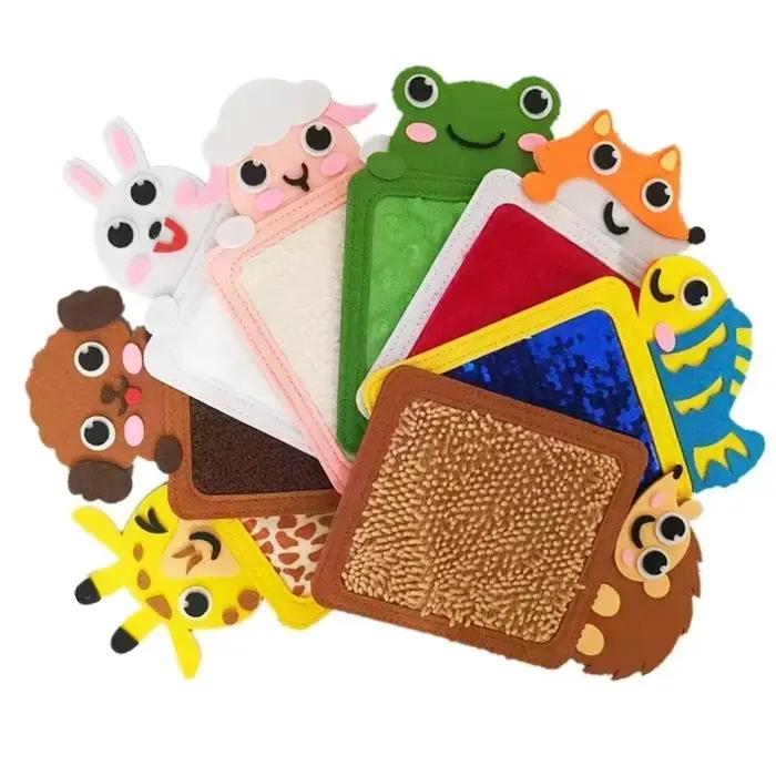 Tapis sensoriel en feutre pour enfants autistes, 8 pièces, carreaux de Cognition d'animaux de dessin animé, tampons texturés, jouets éducatifs préscolaires de développement