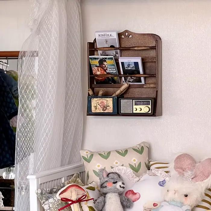 Bibliothèque Miniature en bois pour maison de poupée