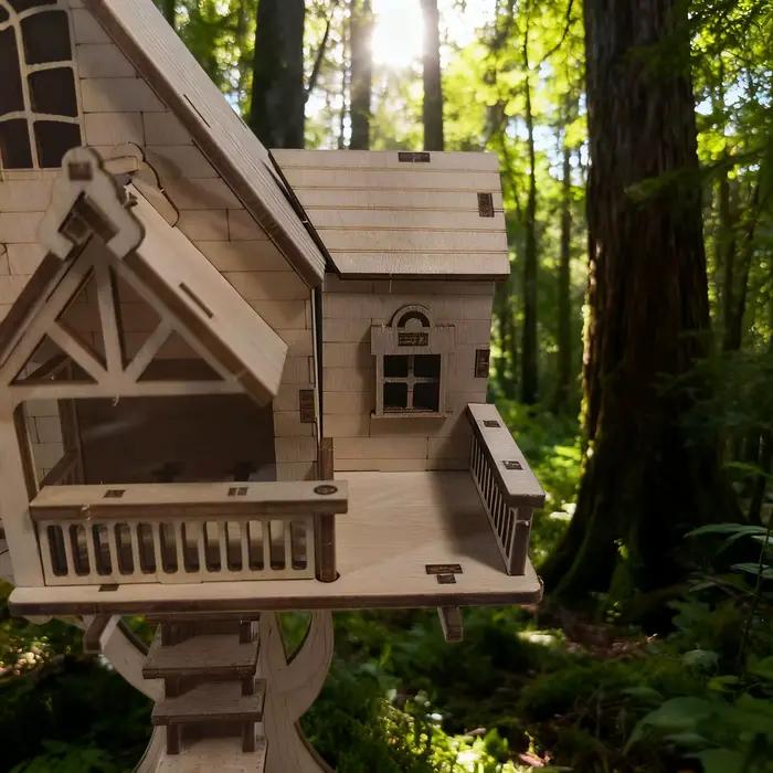 Kit de modèle de maison en bois en forme d'arbre