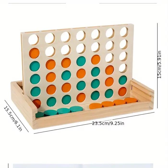 Jeu de société en bois 4 dans une rangée – Jeu de stratégie pour 2 joueurs
