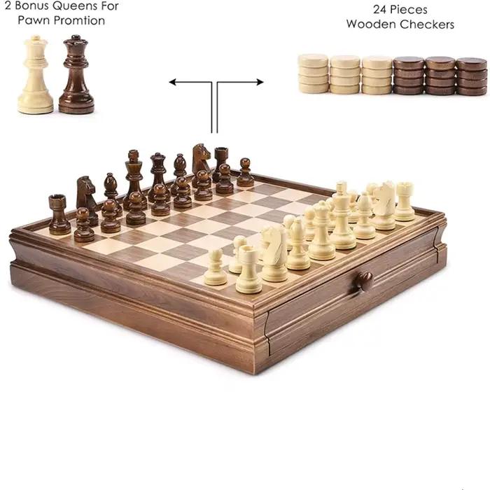 Chess and Checkers Tiroir de rangement intégré de 38 cm