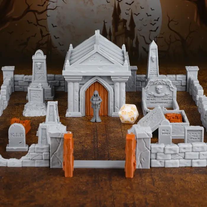 Ensemble de terrain miniature pour cimetière RPG | Tombes et clôtures - Compatibles