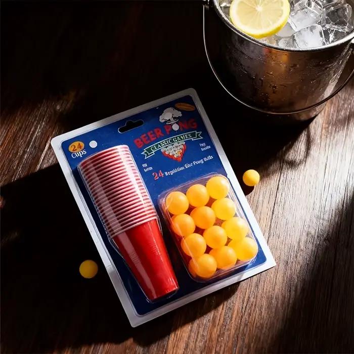 24 gobelets de jeu Beer Pong pour jeux de boisson en plein air, fêtes de camping, fournitures de jeu de bar de Noël, jeux de loisirs en plein air